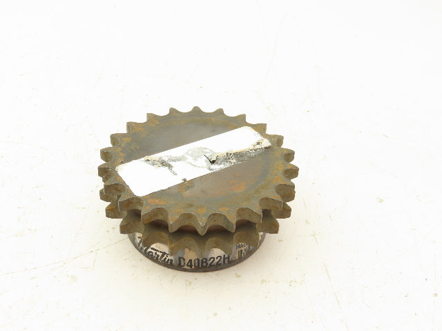 Martin D40B22H Double Roller Sprocket 22 Teeth 0.625" Bore B Hub Steel