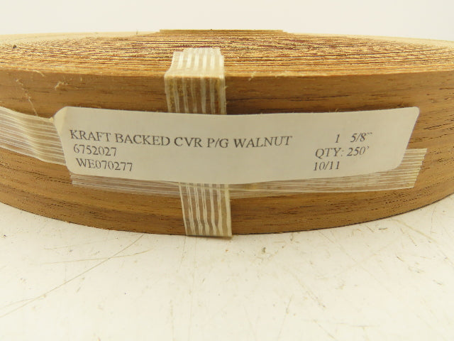 Edgemate 6752027 Walnut Wood Veneer 1-5/8" Kraft Backed CVR Preglued 250'