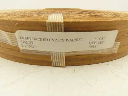 Edgemate 6752027 Walnut Wood Veneer 1-5/8" Kraft Backed CVR Preglued 250'