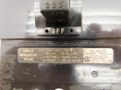 Square D KAL26225 Circuit Breaker 600VAC 225A 2 Pole