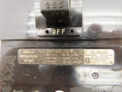 Square D KAL26225 Circuit Breaker 600VAC 225A 2 Pole