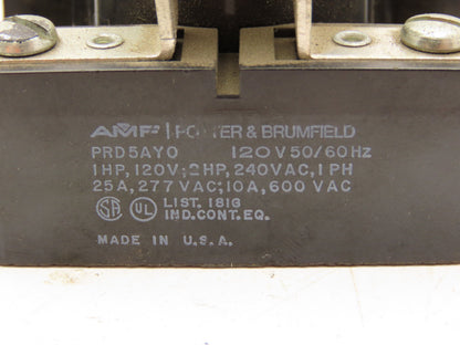 Potter Brumfield PRD-5AYO Relay 120VAC 25A 1PH 1HP Lot Of 3