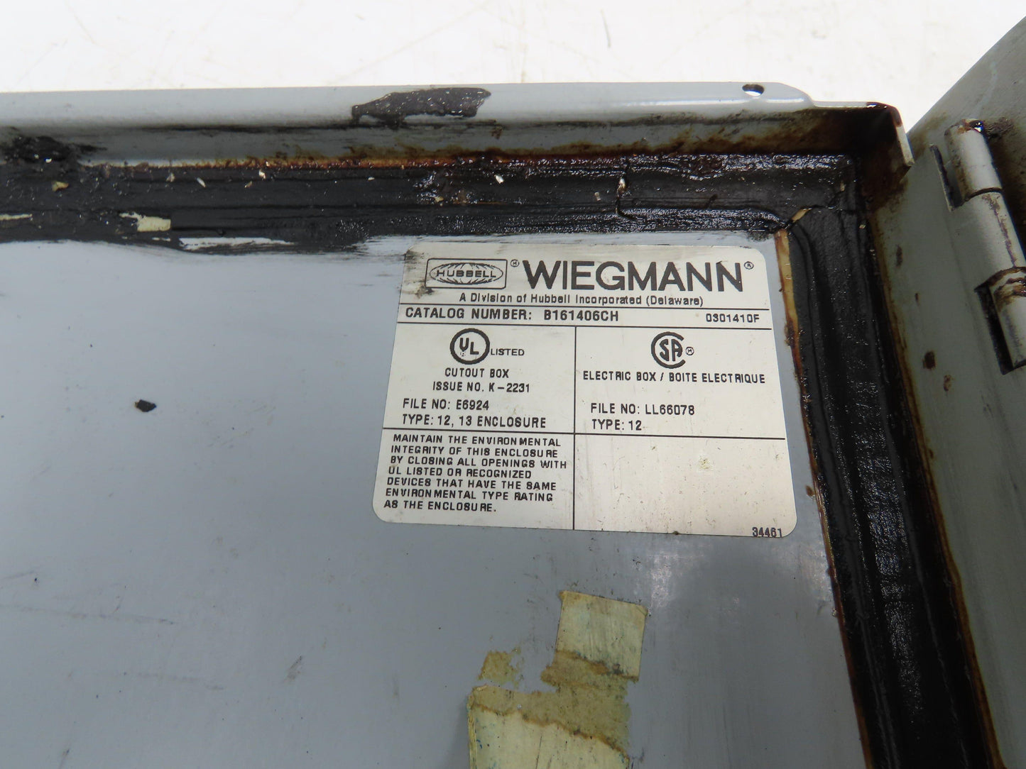 Wiegmann B161406CH Electrical Enclosure 16x14x6"Continous Hinged Type 12