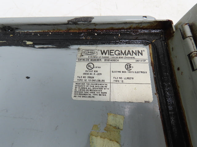 Wiegmann B161406CH Electrical Enclosure 16x14x6"Continous Hinged Type 12
