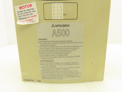 Mitsubishi FR-A540-3.7K-NA A500 Inverter Drive 380/480VAC 14.4A 3PH 5HP