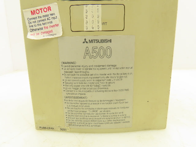 Mitsubishi FR-A540-3.7K-NA A500 Inverter Drive 380/480VAC 14.4A 3PH 5HP