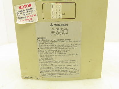 Mitsubishi FR-A540-3.7K-NA A500 Inverter Drive 380/480VAC 14.4A 3PH 5HP