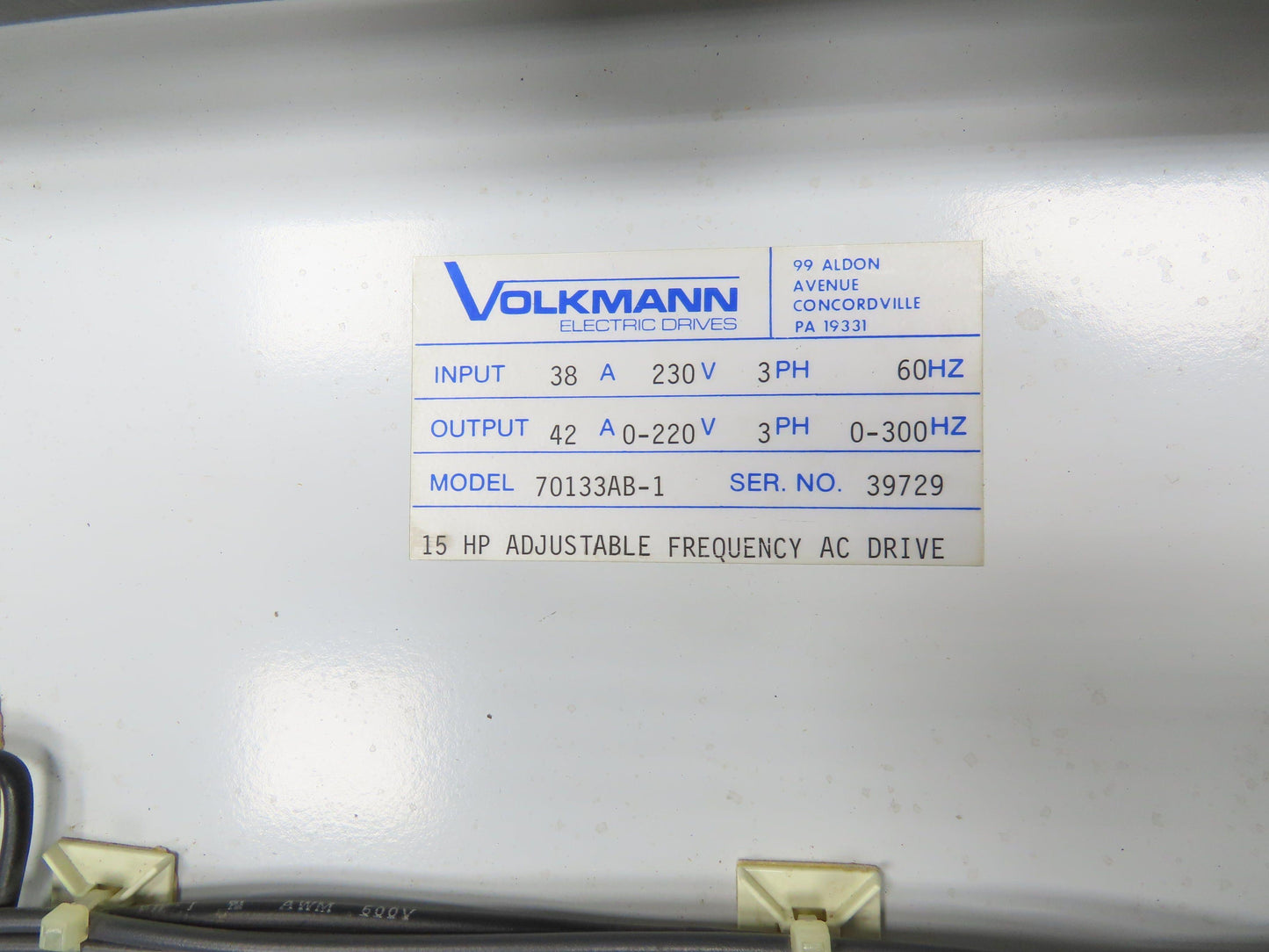 Volkmann 70133AB-1 Adjustable Frequency Drive AC VFD 15HP 230V 3Ph AD-1