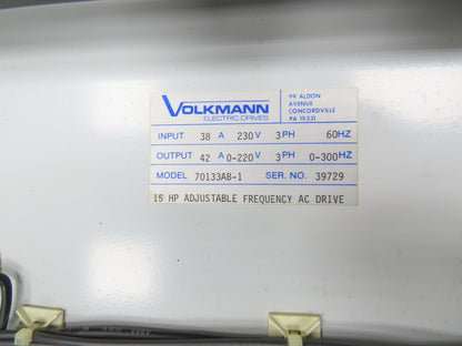 Volkmann 70133AB-1 Adjustable Frequency Drive AC VFD 15HP 230V 3Ph AD-1