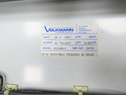 Volkmann 70133AB-1 Adjustable Frequency Drive AC VFD 15HP 230V 3Ph AD-1