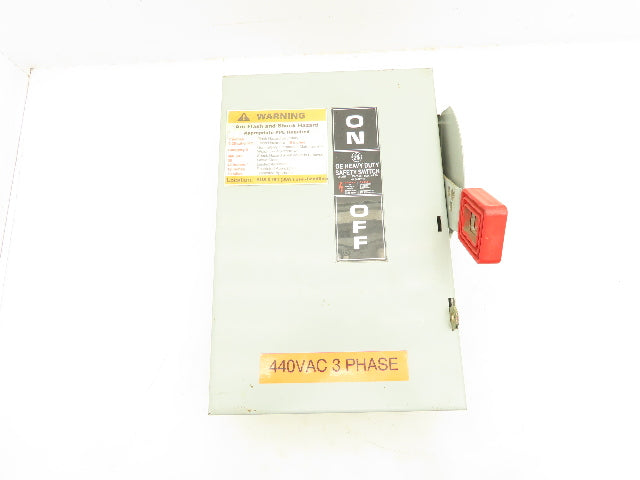 General Electric TH3361 Fusible Safety Switch Electrical Box 600V 30A 3 Pole