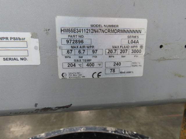 Graco 243895 Therm-O-flow Hot Melt Drum Unloader 55 Gallon Good Heater No motor