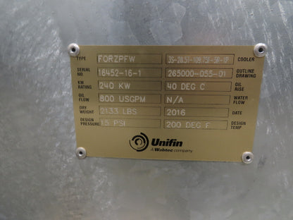Unifin FORZAIR Transformer Oil Cooling Radiator 240KW 800USGPM 15 PSI 3 Fan