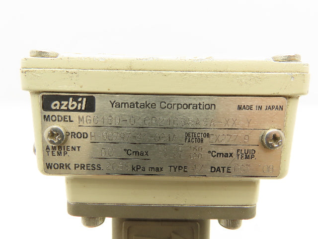 Azbil MGG18D-010P21CS5ACA-XX-Y Flow Tube Meter 2068 KPA 80°C 1/2"NPT