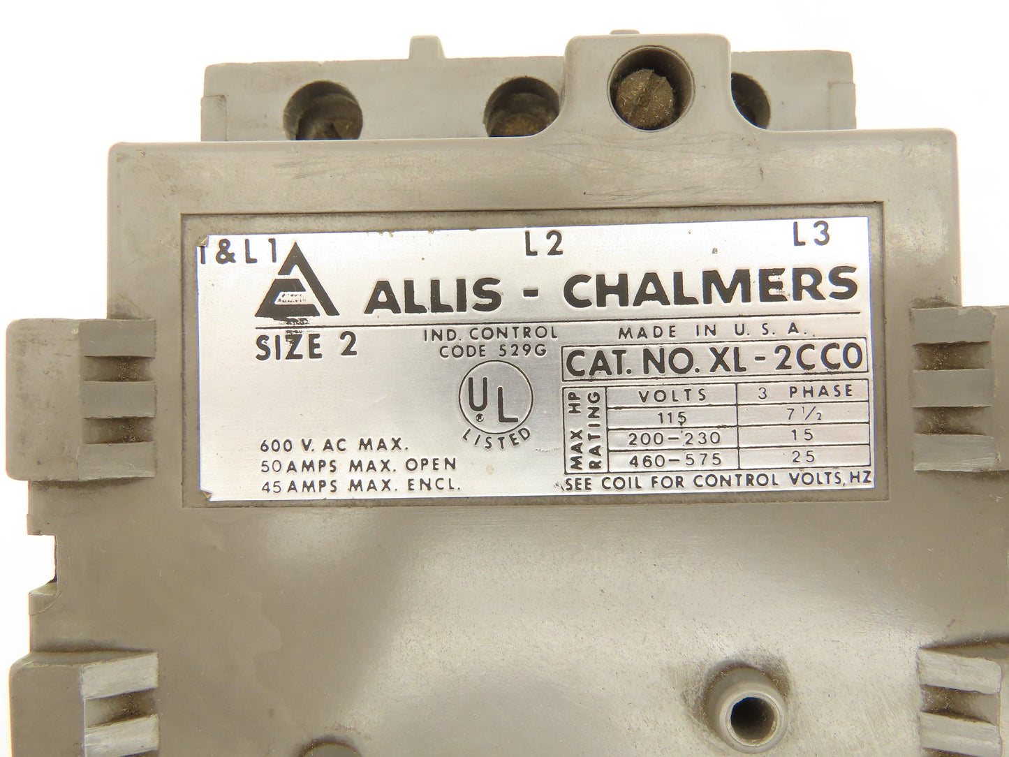 Allis-Chalmers XL-2CC0 Starter Open Magnetic Coil 115VAC 50A Size 2 3PH
