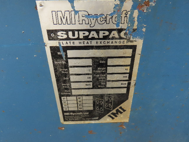 IMI Rycroft SP104-B10 Supapac Plate Heat Exchanger 300kw 35GPM 38 Plate 6" ANSI