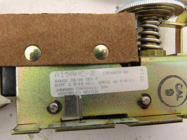 Johnson Controls A19AHC-2 Temperature Control Switch 20-90°F Trane SWT 0375