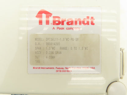 Peek DPT34L11-1.5"WC-PS-SR Electronic Differential Pressure Transmitter 120V