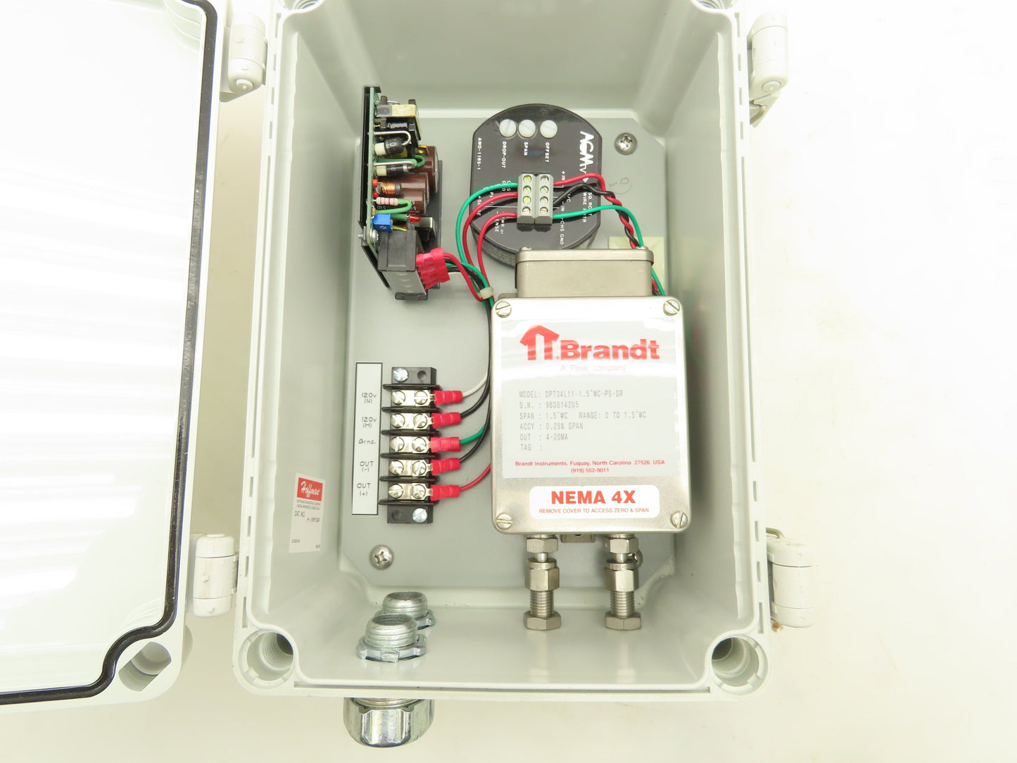 Peek DPT34L11-1.5"WC-PS-SR Electronic Differential Pressure Transmitter 120V