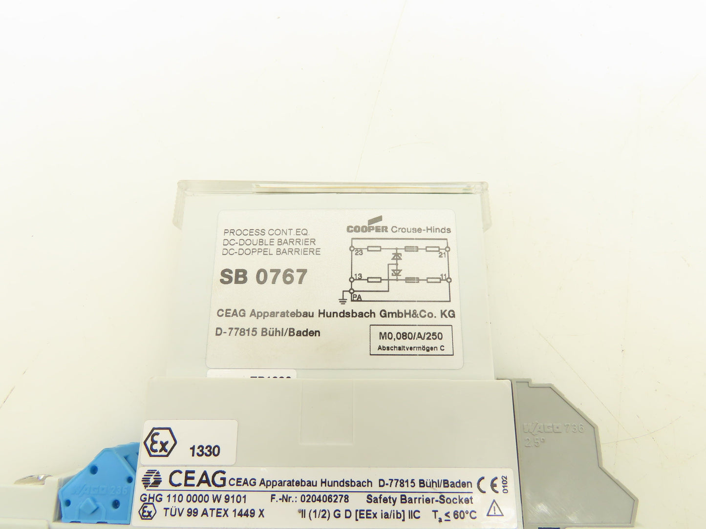 Crouse Hinds Cooper SB 0767 CEAG Process CONT EQ DC-Double Barrier Module