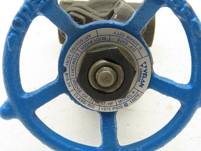 Velan S-2054W-02TY Steel Gate Valve 3/4" Threaded Class 800 1975 PSI