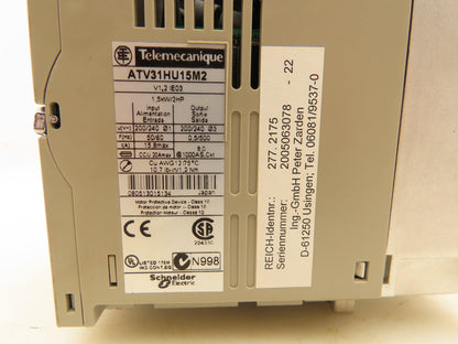 Telemecanique ATV31HU15M2 VFD Servo Drive 2HP 1.5kW 200/240V 20A