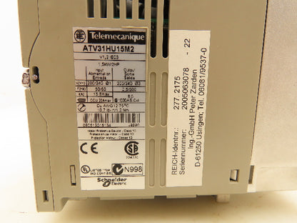 Telemecanique ATV31HU15M2 VFD Servo Drive 2HP 1.5kW 200/240V 20A