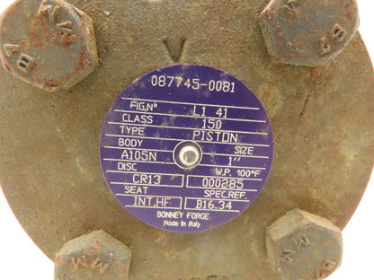 Bonney Forge L1-41 Steel Piston Check Valve 1" Flanged 4-Bolt 150 Lb