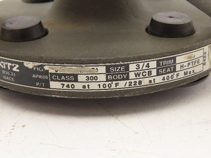 Kitz 300SCTA-M-HC-CL2 Chemical Ball Valve 3/4" Flanged 300# Steel 2-Way