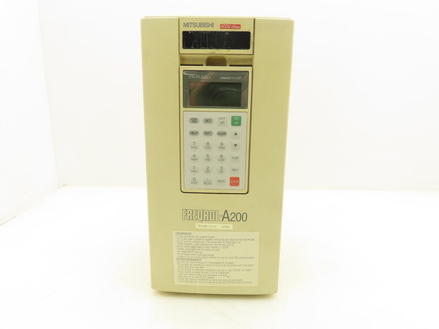 Mitsubishi FR-A240E-2.2K-UL Freqrol-A200 Inverter AC Drive 3Hp 460V 3PH VFD