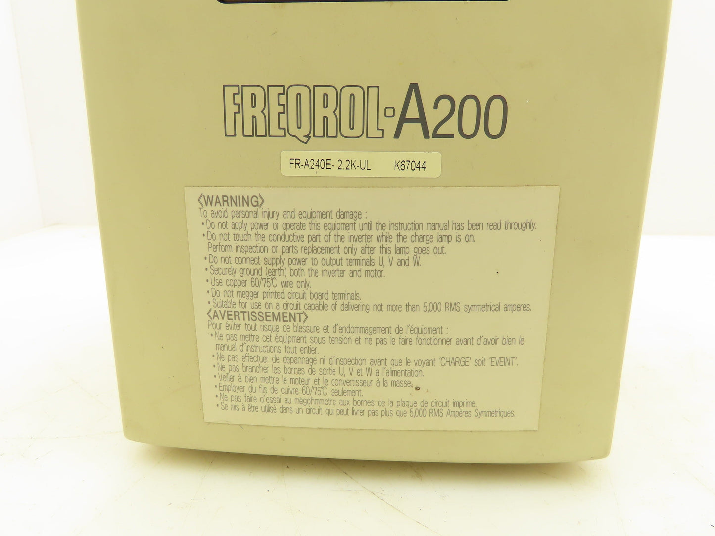 Mitsubishi FR-A240E-2.2K-UL Freqrol-A200 Inverter AC Drive 3Hp 460V 3PH VFD