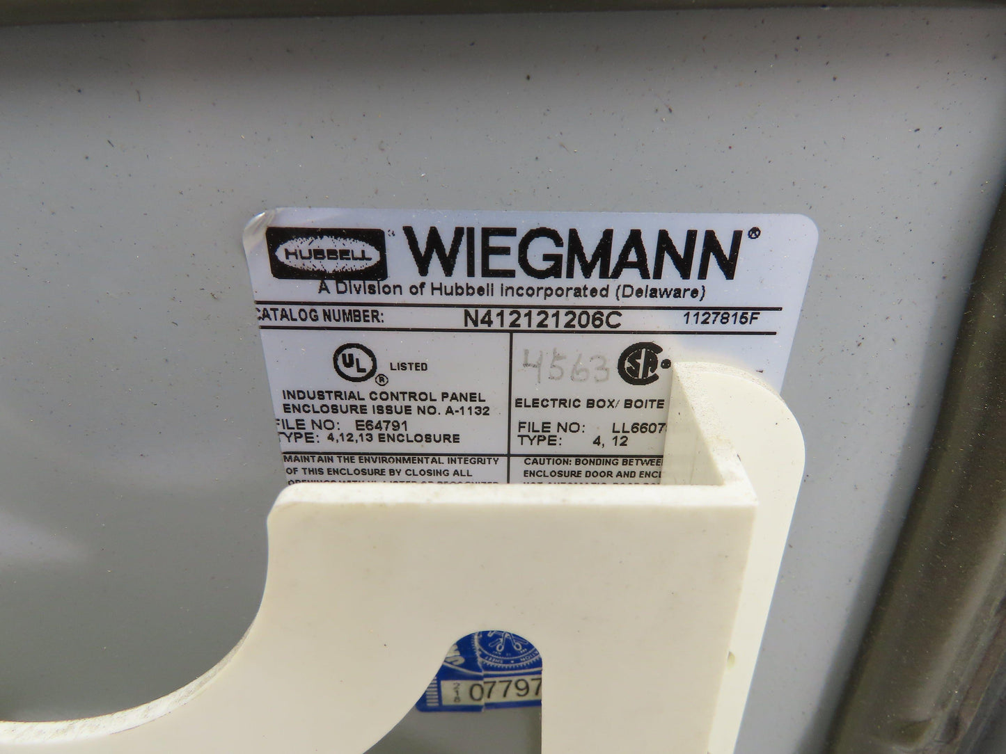 Wiegmann N412121206C Electrical Enclosure 12x12x6" Backplate Nema 3R Keyed Door