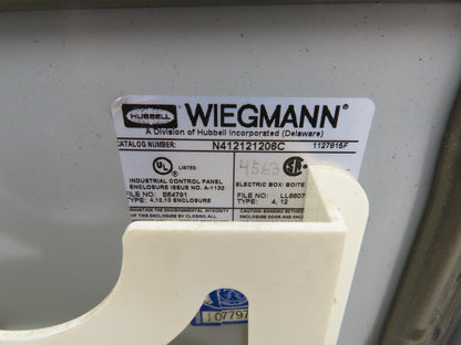 Wiegmann N412121206C Electrical Enclosure 12x12x6" Backplate Nema 3R Keyed Door