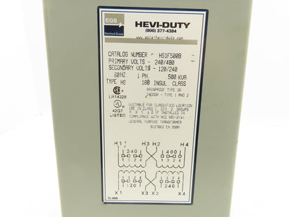 Hevi-Duty HS1F500B Step Down Power Transformer .500kva HV 240/480V LV 120/240V