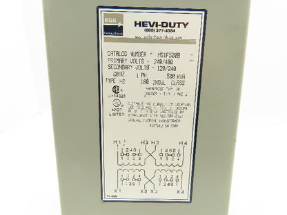 Hevi-Duty HS1F500B Step Down Power Transformer .500kva HV 240/480V LV 120/240V