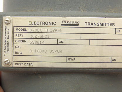 Foxboro 870EC-TF17A-N Electronic Transmitter Has Missing Part
