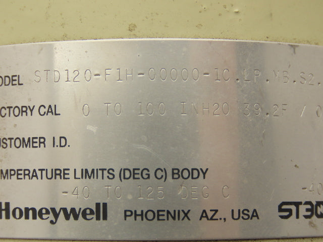 Honeywell STD120-F1H ST 3000 S100 R300 Smart Pressure Transmitter 0-100inH20