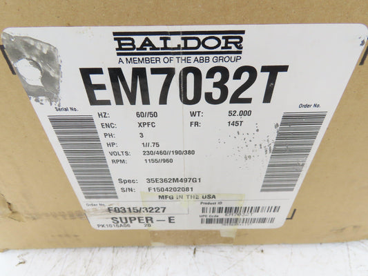Baldor EM7032T Electric Motor 1 Hp 3Ph 230/460V 1155RPM XPFC Explosion Proof