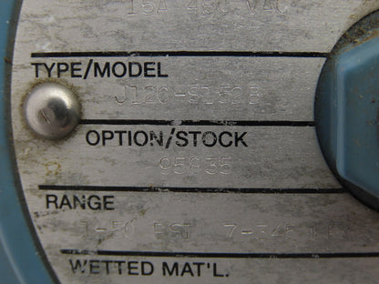 United Electric J120-S152B Pressure Switch 15A 480VAC 1-50 PSI