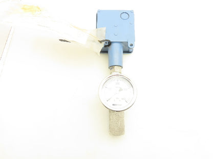 United Electric H100-190 Pressure Switch 5-30 PSI Hex Valve and Gauge