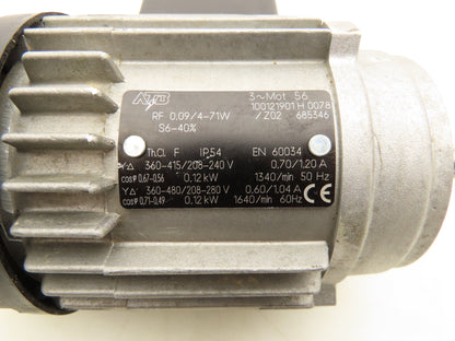 ATB Metric AC Motor 0.12kW 1640 RPM 208-240V 3PH IEC 56 Frame IP54