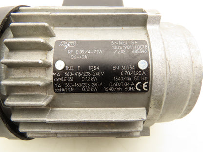 ATB Metric AC Motor 0.12kW 1640 RPM 208-240V 3PH IEC 56 Frame IP54