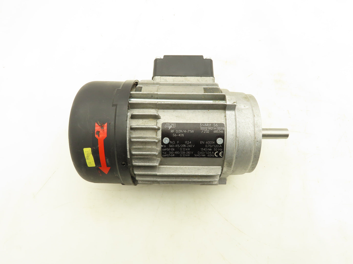 ATB Metric AC Motor 0.12kW 1640 RPM 208-240V 3PH IEC 56 Frame IP54