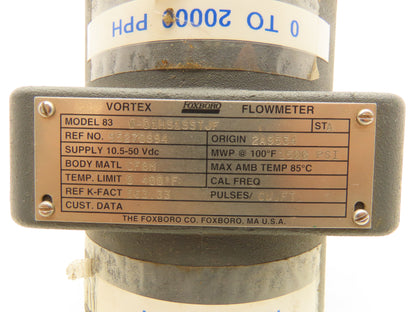 Foxboro W-D1HS1SSTJF Vortex Flowmeter Transmitter 10.5-50VDC
