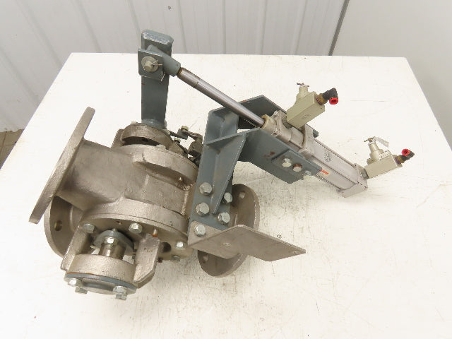 Sanko DD80A 2-Way Pneumatic Conveying Diverter Valve 3" Flanged Stainless