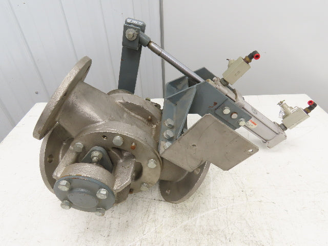 Sanko DD80A 2-Way Pneumatic Conveying Diverter Valve 3" Flanged Stainless