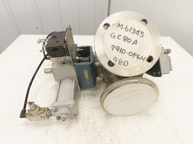Sanko Air Plant GC80AT 2-Way Pneumatic Conveying Diverter Cock Valve 3" Flanged