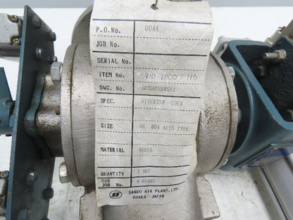 Sanko Air Plant GC80AT 2-Way Pneumatic Conveying Diverter Cock Valve 3" Flanged