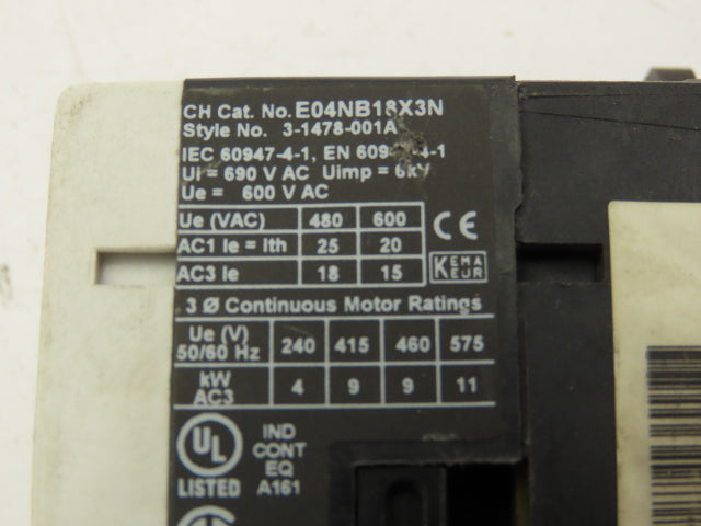 Eaton E04NB18X3N Contactor 3P Contact Block w/Coil Controller 24VDC E02NBXCXNN