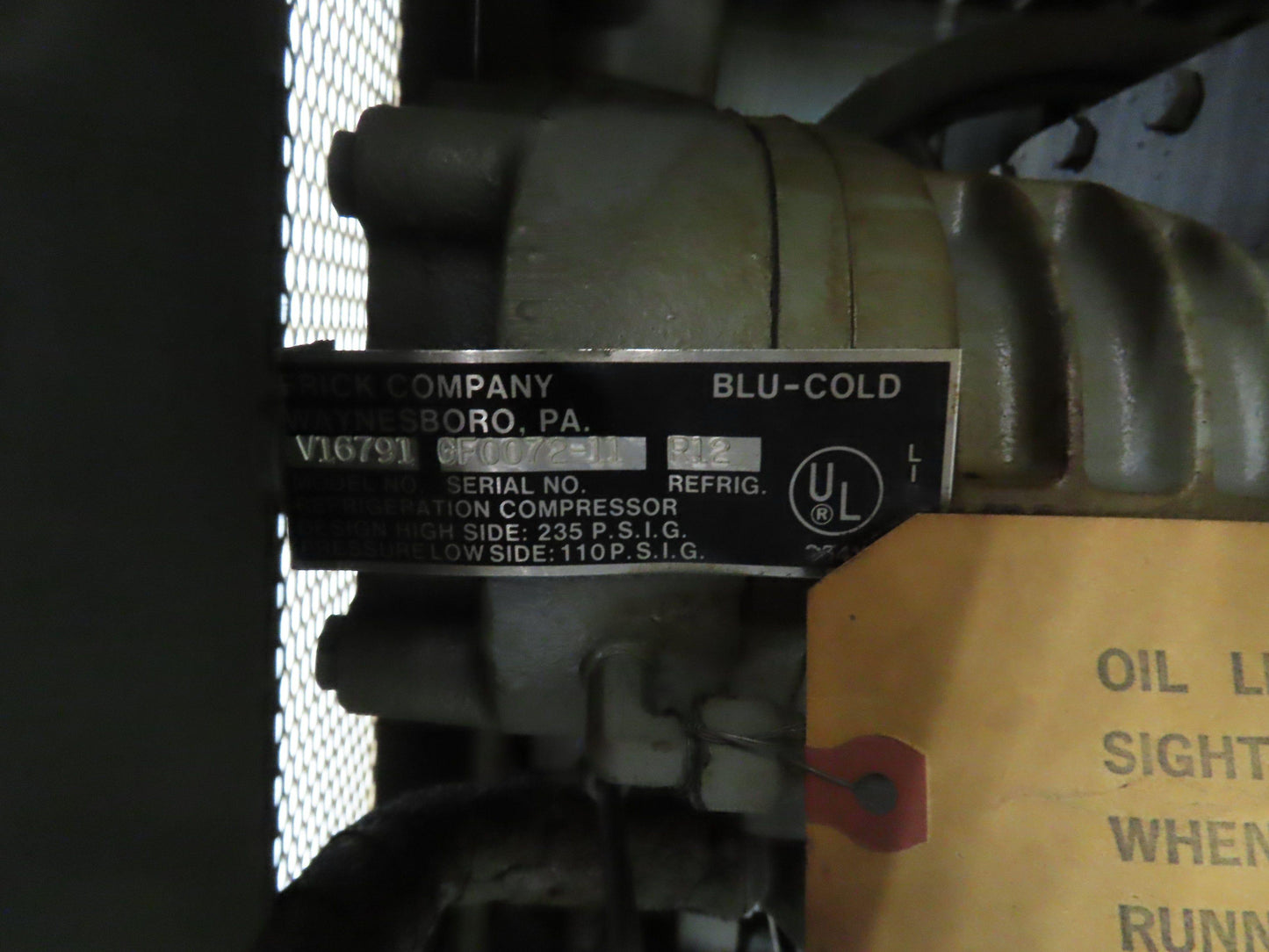 Hanen 3SDT1P1C Frick Industrial Refrigeration Compressor R409A Coolant 480V